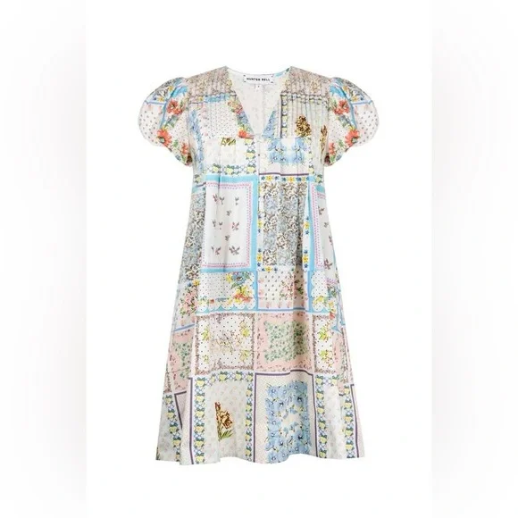 Hunter Bell Wilkes cotton mini dress in patchwork quilt print